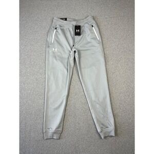 Under Armour Sportstyle Tricot Joggers Mens M Gray Loose Fit Zip Pockets